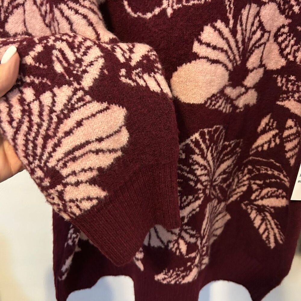 Liz Claiborne pink and maroon Floral Sweater Pull Over Women's Plus Size 2X NWT - Picture 6 of 11